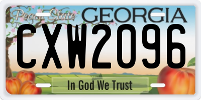 GA license plate CXW2096