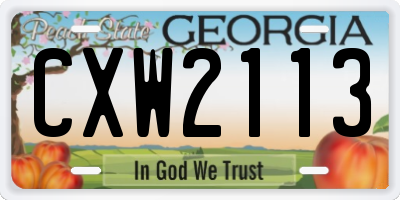 GA license plate CXW2113
