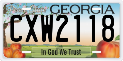 GA license plate CXW2118