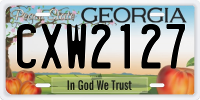 GA license plate CXW2127