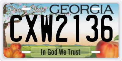 GA license plate CXW2136