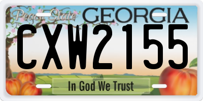 GA license plate CXW2155