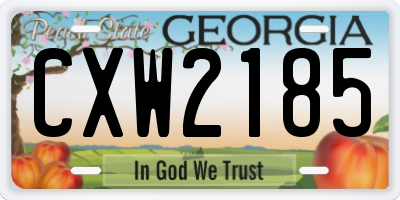 GA license plate CXW2185