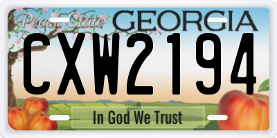 GA license plate CXW2194