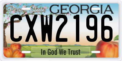 GA license plate CXW2196