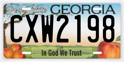GA license plate CXW2198