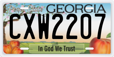 GA license plate CXW2207