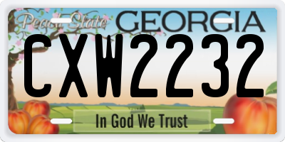 GA license plate CXW2232