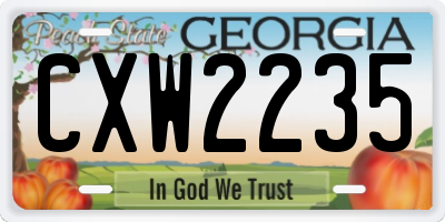 GA license plate CXW2235