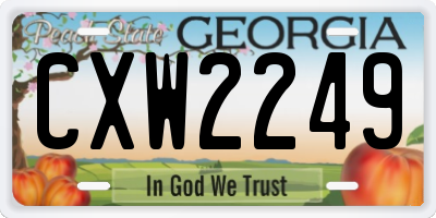 GA license plate CXW2249