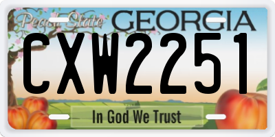 GA license plate CXW2251