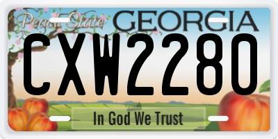 GA license plate CXW2280
