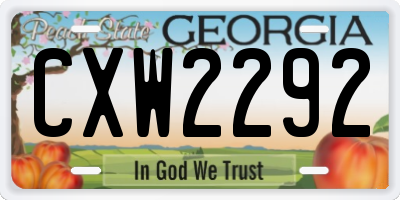 GA license plate CXW2292