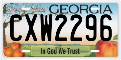 GA license plate CXW2296