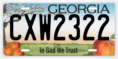 GA license plate CXW2322