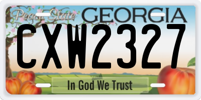 GA license plate CXW2327