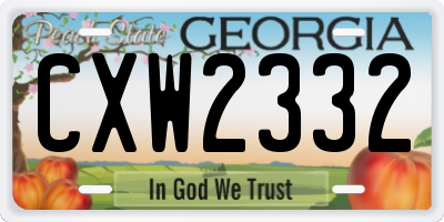 GA license plate CXW2332