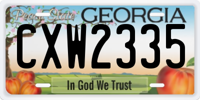 GA license plate CXW2335