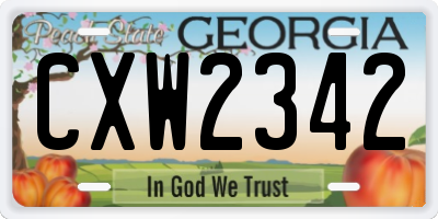 GA license plate CXW2342