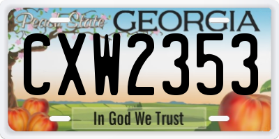 GA license plate CXW2353