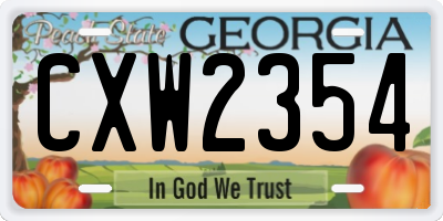 GA license plate CXW2354