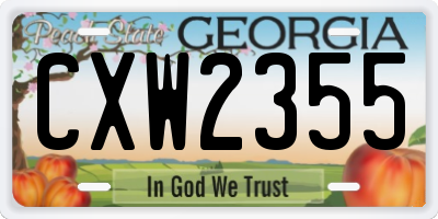 GA license plate CXW2355