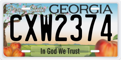 GA license plate CXW2374
