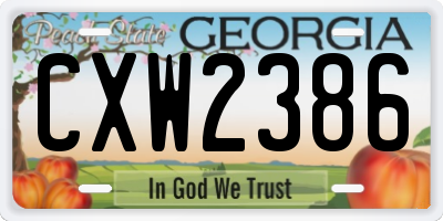 GA license plate CXW2386