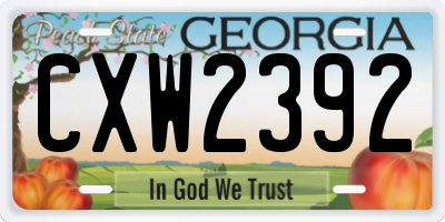 GA license plate CXW2392
