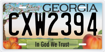 GA license plate CXW2394