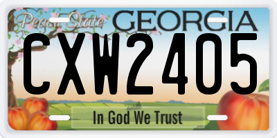 GA license plate CXW2405