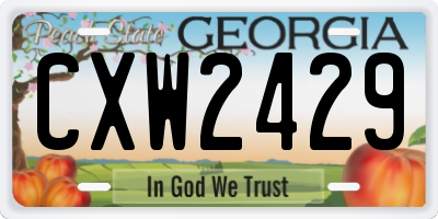 GA license plate CXW2429