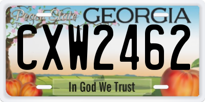 GA license plate CXW2462