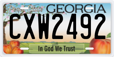 GA license plate CXW2492