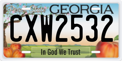 GA license plate CXW2532