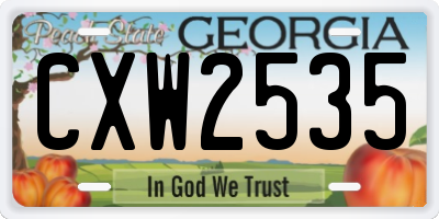 GA license plate CXW2535