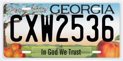GA license plate CXW2536