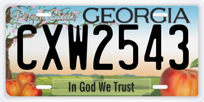 GA license plate CXW2543