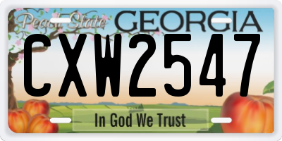 GA license plate CXW2547