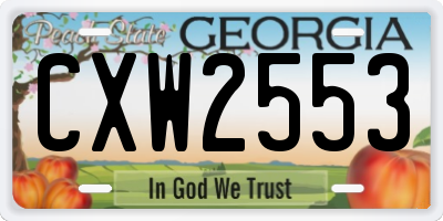 GA license plate CXW2553