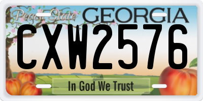 GA license plate CXW2576