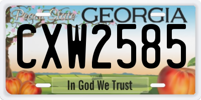 GA license plate CXW2585