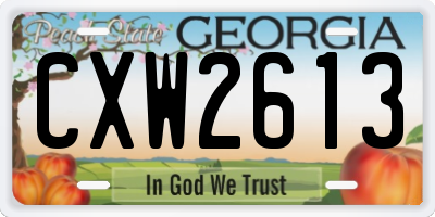 GA license plate CXW2613