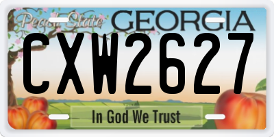 GA license plate CXW2627