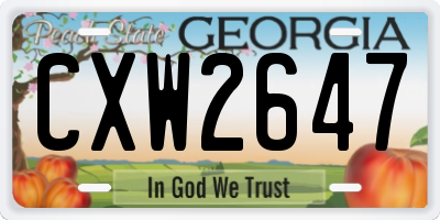 GA license plate CXW2647