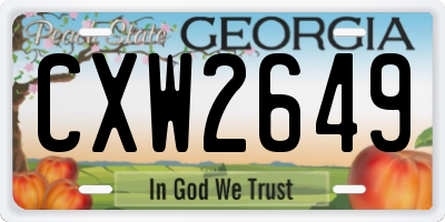 GA license plate CXW2649