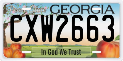 GA license plate CXW2663