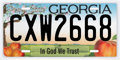 GA license plate CXW2668