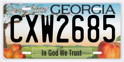 GA license plate CXW2685