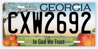 GA license plate CXW2692
